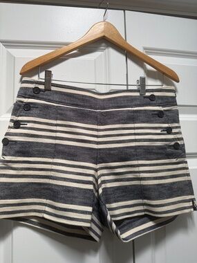 LOFT Navy and Cream Striped Sailor Shorts